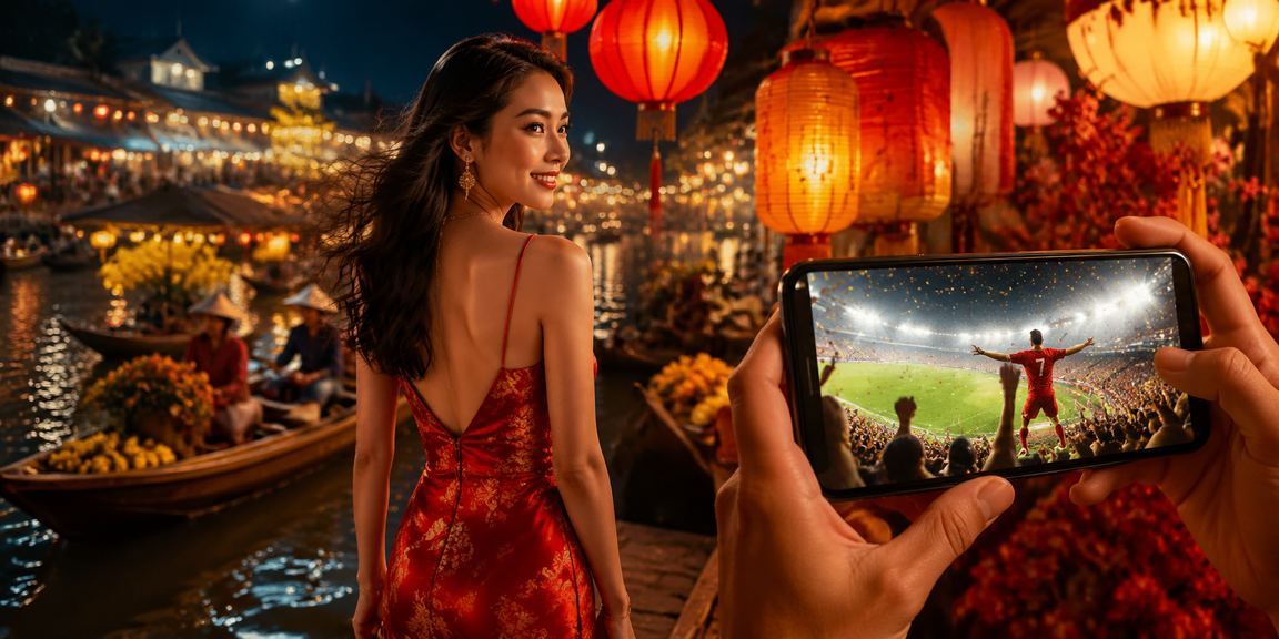 Người dùng tại chợ đêm Cần Thơ theo dõi kết quả cá cược trên điện thoại buổi tối