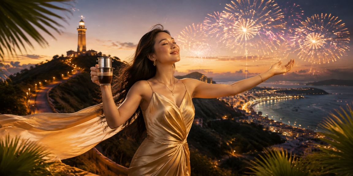 Người dùng tại Vũng Tàu thư giãn bên bờ biển và kiểm tra tài khoản VIP trên điện thoại